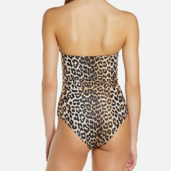 NWT! Ganni Core Multi Color Leopard Cheeky One Piece Swimsuit NEW! - Picture 3 of 5